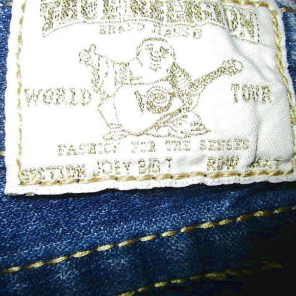 Vtg True Religion Disco Joey Big T Flare Jeans Size 28 Twisted Flap Low Rise USA - Picture 3 of 12